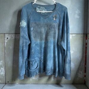 Authentic Japanese Indigo Dye Distressed Sweater